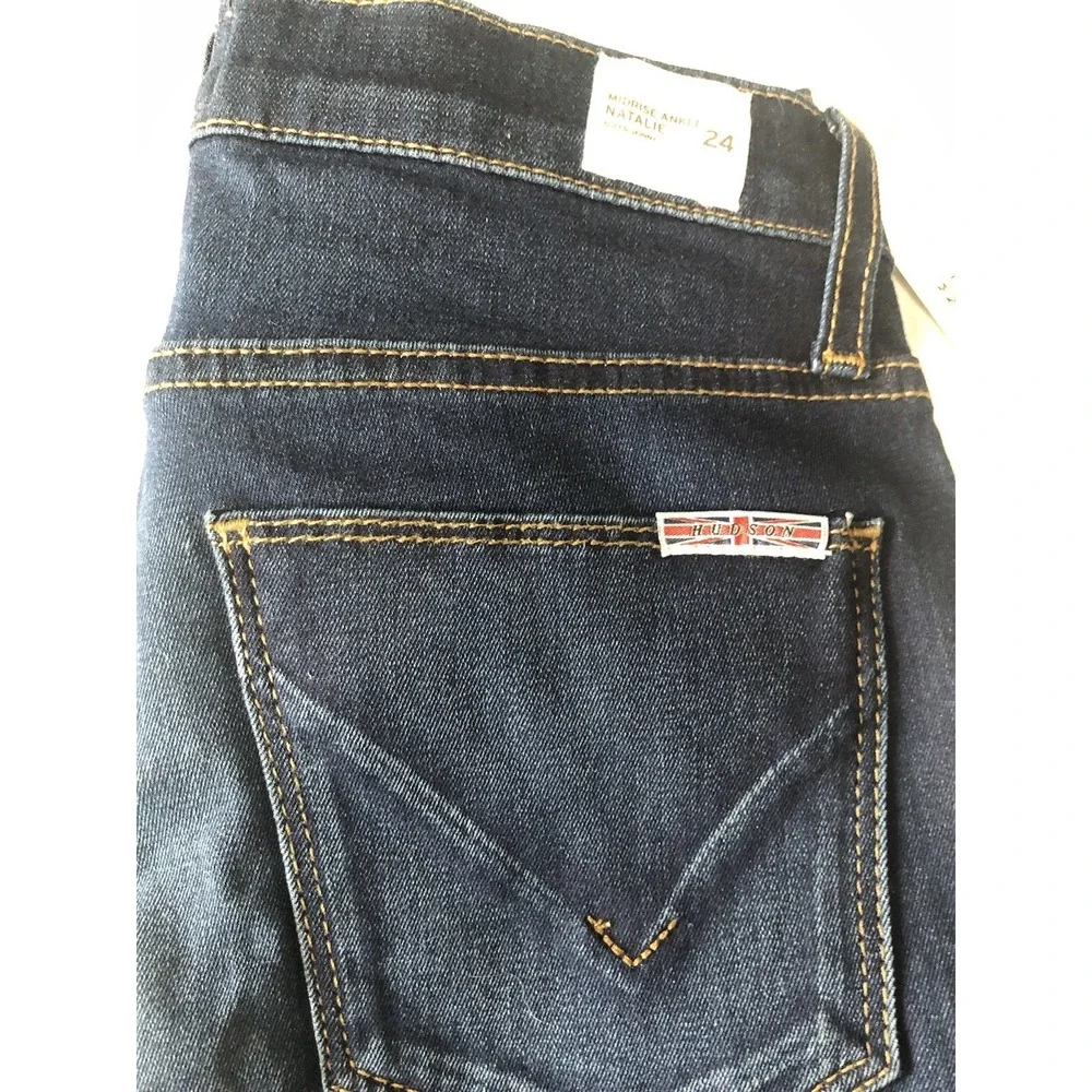Women's Hudson Natalie Mid rise Ankle Super Skinny Blue Jeans size 24 New